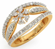 1.35ct Naturel Diamant Rond 14k Solide Jaune or Mariage Bague Grappe