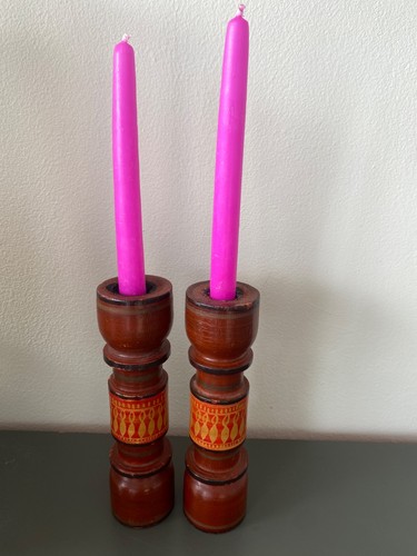 Paire bougeoirs vintage en - paire,