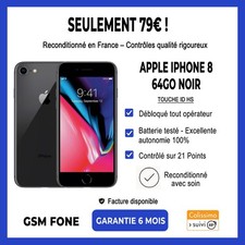 iPhone 8 64 Go - Noir - Débloqué - TRÈS BON ÉTAT -  Sans Touch ID