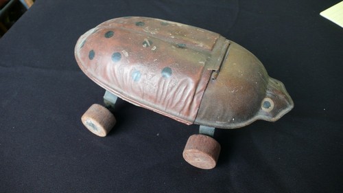 Vintage metal ladybug toy with - ladybug,