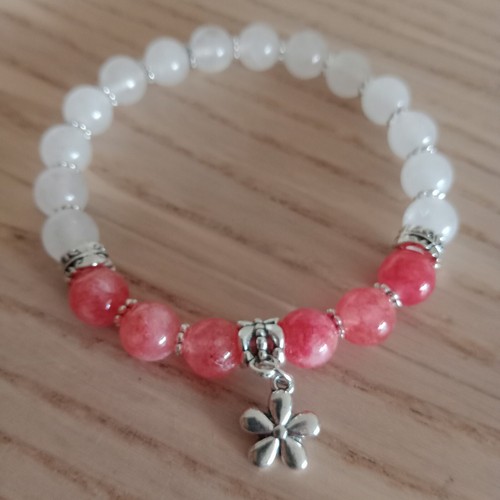 Bracelet pivoine jade blanche - bracelet,