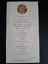 Menu du 1er juin 1933 du restaurant du boeuf à la mode à Paris chez Foudriat