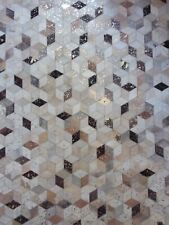 Tapis 120x180 Neuf Patchwork Peau de Vachette doré - 3D Beige Or Veau Vache Cuir