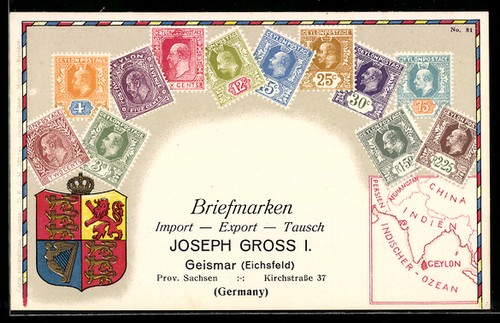 Carte postale divers timbres