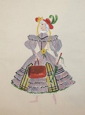 Déguisement femme peinture gouache design théâtre vintage