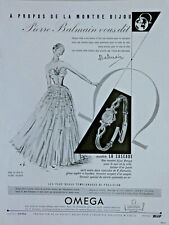 PUBLICITÉ DE PRESSE 1949 MONTRES OMEGA MODÈLE LA CASCADE PIERRE BALMAIN 