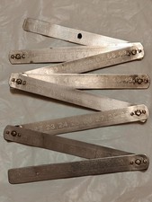 Ancien mètre gradué pliable 10 articulations en acier inox
