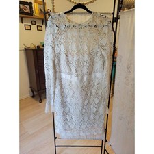 Rtr Sz 20w (2x Grande) Monique Lhuillier Blanc Floral Lacets Long Manche Crochet