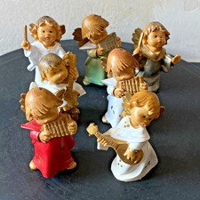 Lot 7 x Figurine Chérubin Putti Angelot Musicien Vintage H. 5 cm - Deco Noël