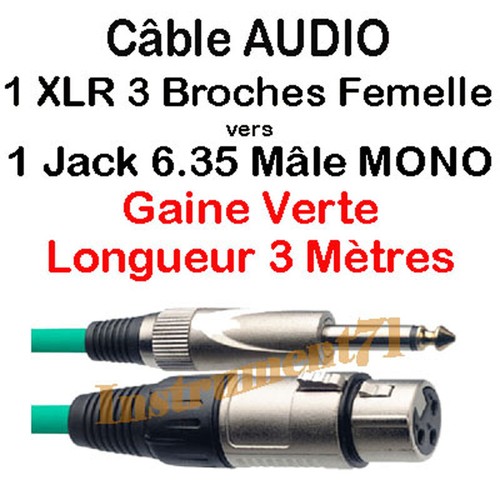 Câble gaine verte jack 35 - câble,