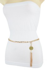 Ceinture Fine Femme Taille Hanche Or Métal Chaîne Bling Frange Boucle