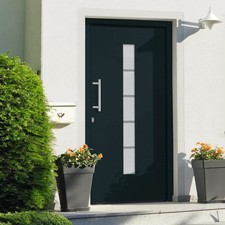 Porte d'Entrée PVC et Aluminium Anthracite 100x210 cm Maison Extérieur vidaXL