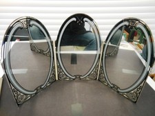 MIROIR STYLE 1930 -ART DECO ARTICULE 3 FACES EN 3 ELEMENTS EN VERRE A POSER 1970