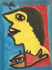 JABER 32x24cm  ANNÉES 90 oeuvre ancienne sur papier