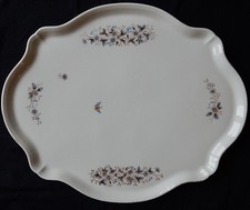 Grand plat ancien en Porcelaine (Limoges ou Paris?) décor floral émaillé