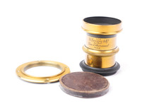 Vintage objectif en laiton A. Laverne & Co # 101718 f/8 focale ≈ 150mm.