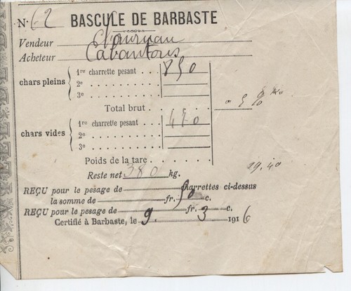 Ticket bascule barbaste - ticket, de