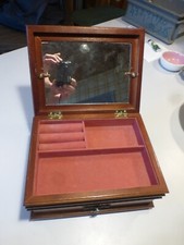 Ancien coffret à bijoux en bois, Avec tiroir ,+ miroir Vintage