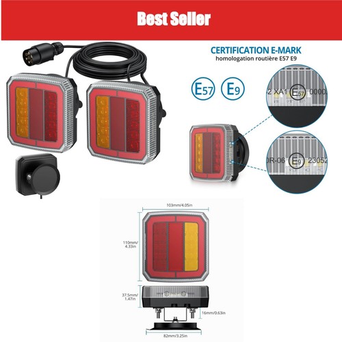 Feu arrière remorque led - arrière,