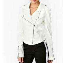 Veste en cuir blanc pour femme