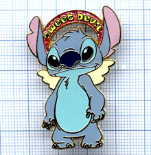 Pin's Disney Stitch Sweet devil with wings & glittering pink halo Message Series