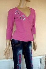HAUT GILET CACHE COEUR ROSE FUSCHIA  BRODE T2 38 /40 NEUF