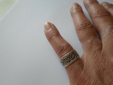 bague en argent massif, tour complet ajouré, cercles, t. 54