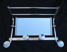 Porte manteaux chapeaux mural metal chrome miroir pivotant pateres vers 1950