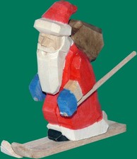 Ornement De Noël Santa Sur Skis Sculpté 6 Cm Figurine De Saint Nicolas