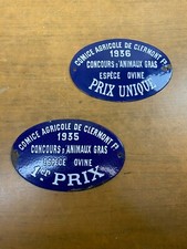 2 PLAQUES EMAILLEES ANCIENNE DE CONCOURS AGRICOLE CLERMONT FERRAND 1936 /1935