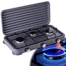 Un réchaud à gaz pour une bouteille de 11kg Réchaud Touristique 3 brûleurs Gris