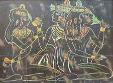 Armand LACOUR (1910-1970) HsP 30x41cm Années 30 Nabi Art déco Egyptiens Egyptes