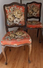 Lot de 2 CHAISES Style Louis XV - Tissu à restaurer (Vintage)