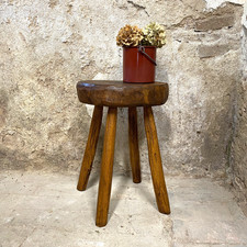 Ancien Tabouret de Campagne Style Brutaliste - Déco Chalet Gîte Montagne