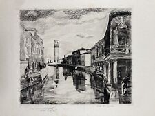GRAVURE EAU-FORTE ORIGINALE SIGNÉE HENRI DE WAROQUIER. MURANO 1946. DÉDICACÉE
