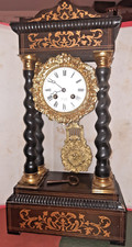 pendule portique Charles X colonnes bois bronze fonctionne parfaitement révisée
