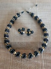Parure collier ras du cou et boucles d' oreilles clips / vintage 1980 