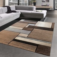 Tapis Design abstrait moderne avec rectangles | facile d'entretien | en beige