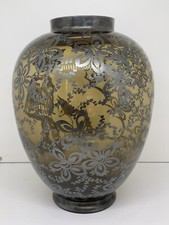 SUPERBE VASE ArtDeco en verre argent et noir"