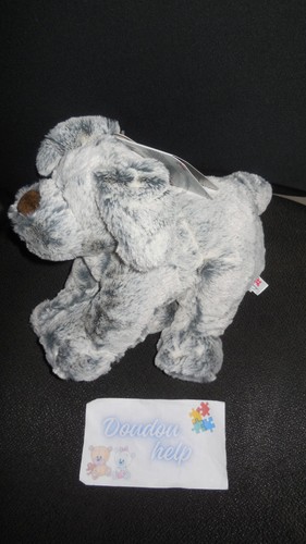 Doudou peluche chien gris - chien,