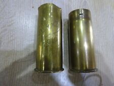 ART DES TRANCHEES MILITAIRE GUERRE 14/18 2 OBUS EN CUIVRE POT DE FLEURS 