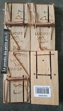 tapette à souris,piège à souris, 4 tapettes en bois made in FRANCE ,9.6 x 4.6 cm