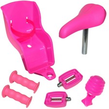 KIT COMPLET VELO ENFANT ROSE PORTE POUPEE POIGNEE SELLE PEDALE SONNETTE FILLE