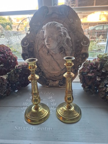 Ancienne paire bougeoirs en - de,