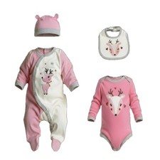 🎀 Coffret Bébé Fille 4 pièces – Tom Kids (0 à 12 mois)