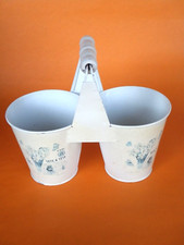 Petit seau cache pot double en métal imprimé