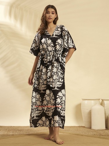 Robe caftan longue col - longue, v
