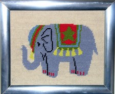 needlepoint framed elephant