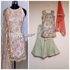 Costume fille indien asiatique pakistanais Gharara / Sharara prêt à l'emploi taille 28 (7-8 ans)