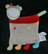 ?Doudou Plat Vache Girafe SIPLEC LECLERC Rouge Beige Pois Mots D'enfants TTBE